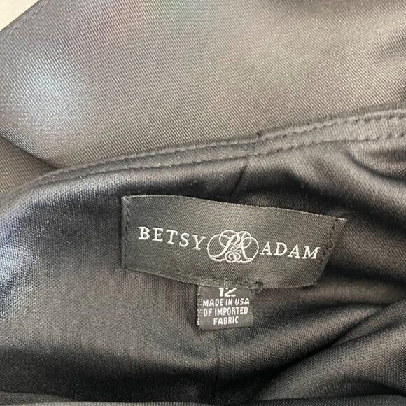 Betsy Adam Carmela One Shoulder Scuba Crepe Gown Satin Bow Black 12 - Picture 9 of 16